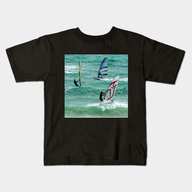 Windsurfing Kids T-Shirt by Upbeat Traveler